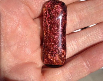 Shimmering Burnt Orange Dichroic Fused Glass Pendant