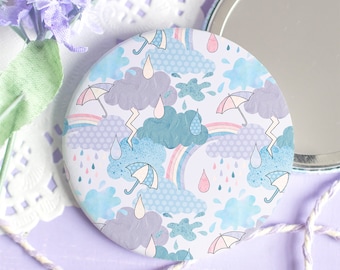 Rain Cloud Pocket Mirror - Look For Rainbows Collection - Weather Pattern