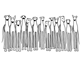 Greyhound Print, Greyhound Art, Black and White Greyhound, Greyhound Drawing, Greyhound Gift, Greyhound Face, Greyhound Adoption