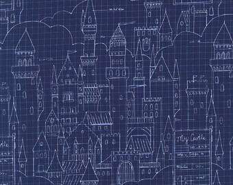 Magic by Sarah Jane for Michael Miller - Castle Plans - Navy - DC 7196 - 1/2 Yard Cotton Quilt Fabric 716
