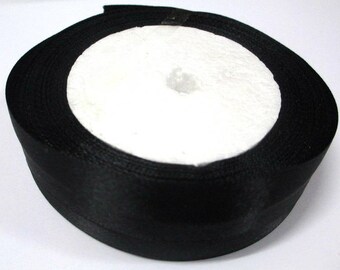 1 reel 22 m colored 20mm black satin ribbon
