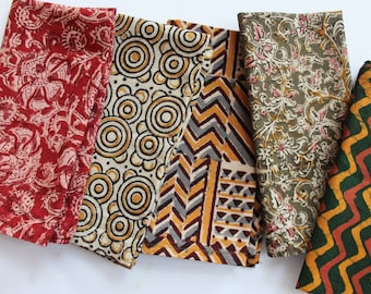 Assorted cotton dinner napkins - cloth napkins rustic block print napkins SET of 5