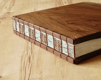 Walnut Wood Wedding Guest Book or Vacation Home Cabin Guestbook black anniversary book lover gift custom memorial book - ready to ship