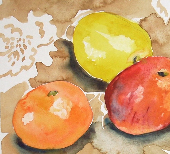 Still Life Painting Of Fruit In Watercolour