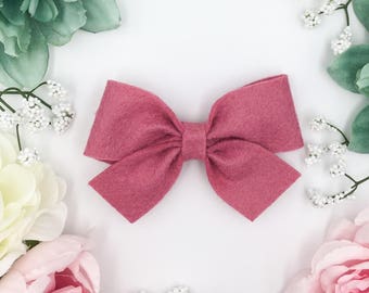 Single rosie pink wool Felt Bow