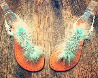 Feather & Rhinestone Sandals *Feathers available in any colours*