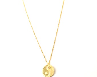 Yin Yang Symbol Necklace | Circle Charm Plate Pendant Anti-tarnish Delicate Jewelry Thin Chain gold karma chinese good luck minimalist gift