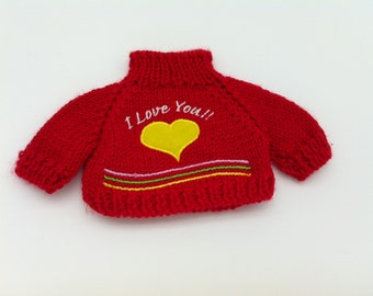 I Love You Bear Sweater for 12 to 14 Inch Bear or Stuffed Animal