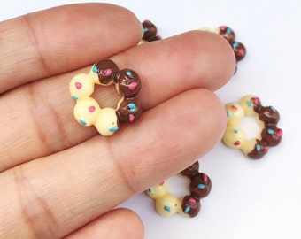 3pcs.13mm.Miniature Doughnuts Cabochon,Miniature Sweet,Cabochon,Resin,Miniature Doughnuts,Mobile Accessories,Cabochon Sweet,Doughnuts Resin