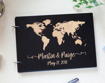 Wedding Guest Book, Guest Book Wedding, Wedding Album, Adventure Book, Photo Guest Book, Map Guest Book, Guest Book, Wooden Guest Book