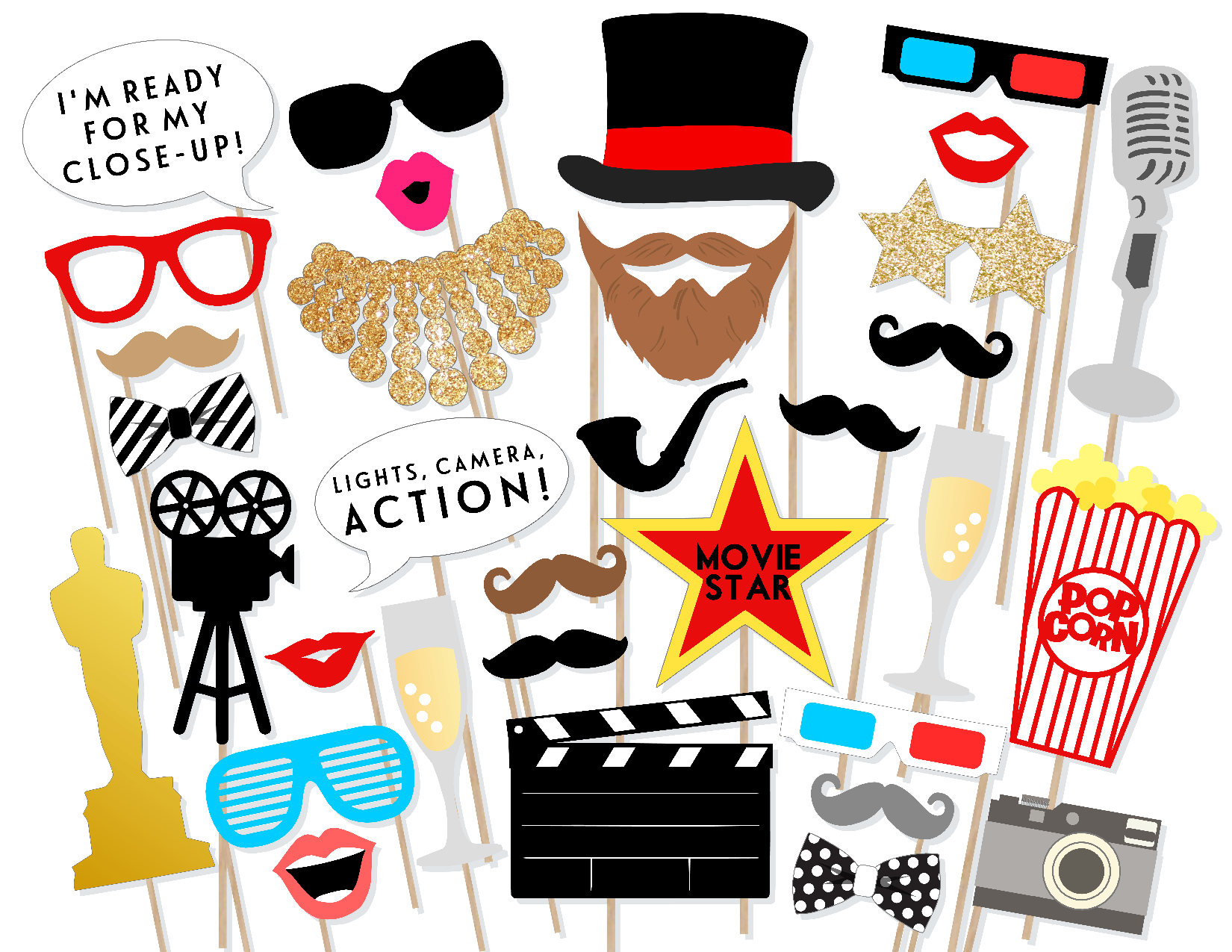 Oscar Awards Party Printable Photo Props Movie Awards Photo