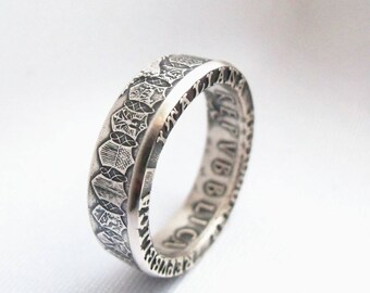 Silver Italian 500 Lire Coin Ring - Silver Italian coin ring- Italian Jewelry - Silver coin rings - ring from Italian coin - Italy 500 Lire