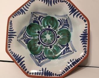 Vintage Mexican pottery bowl - hand painted