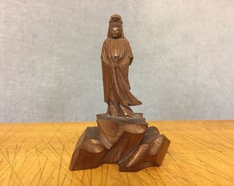 1930's Japanese Cryptomeria carving of Kwan Yin