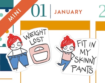 P052-Weight loss tracking stickers, planner stickers, Erin Condren, goal tracker, resolution stickers, weight scale, 20 stickers, MINI size