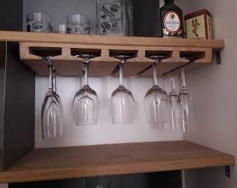 Holder rack display for stemmed wine glasses