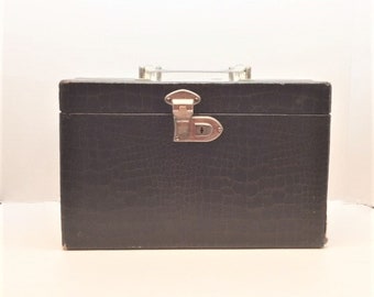 Wooden Train Case With Alligator-Look Print