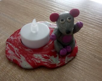 CANDLE holder with its ADORABLE mouse