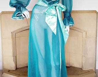 The Aqua Mermaid Jade Vixen Peignoir. Dressing Gown Robe that Bring Glamour Back To The Boudoir. Based on Vintage Patterns