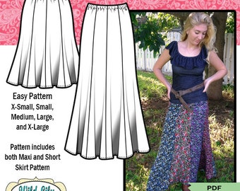 EASY PATTERN for Maxi Skirt pdf sewing pattern