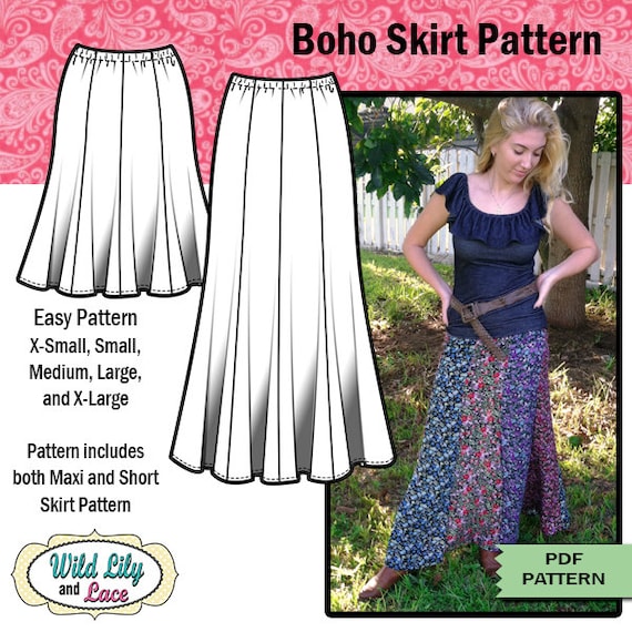 EASY PATTERN for Maxi Skirt pdf sewing pattern