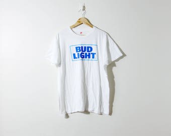 90s Bud Light T-Shirt - 90s T-Shirt - Vintage T-Shirt - White T-Shirt - 90s Clothing - Bud Light Shirt - Bud Light Logo T-Shirt - Men's L