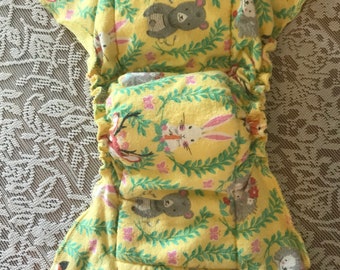 MamaBear One Size Fitted Cloth Cotton Flannel Diaper - Woodland Darlings