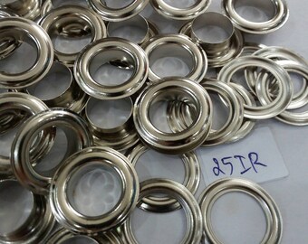 100 sets, 11 mm. Hole, Metal Eyelets Grommets with Washers, Silver Tone Metal Eyelets.