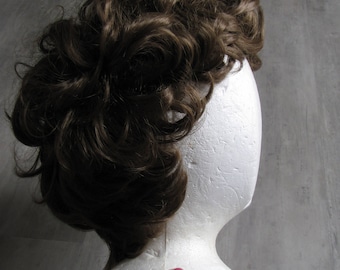 Vintage Women's Brown Curley Hair Wig - Dynel Brand