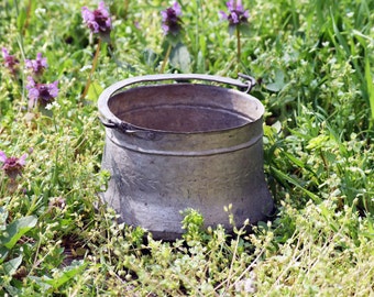 Antique copper pot, Vintage copper cauldron, Small hand hammered pot, Primitive cooking pot, Jam pan, Ancient, Ranch decor