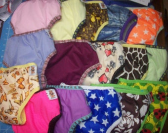 Set of 5 MamaBear Training Pants, one size fits most - Waterproof Prints and Solids Mix