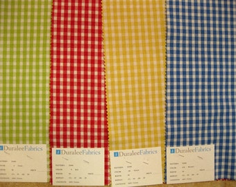 Duralee Cotton Gingham Check Upholstery Designer Fabric Sample Lot of 4