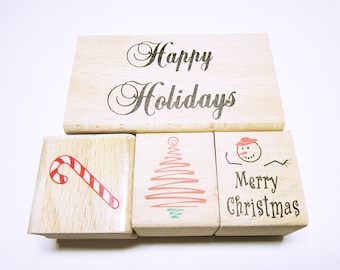 Assorted Christmas Stamps Rubber Stamp Set Card Making Scrapbooking Rubber Stamp Supplies Christmas Card Art CHRISTMAS STAMPS