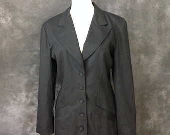 Vintage 1980's Betsey Johnson punk label black cotton jacket small