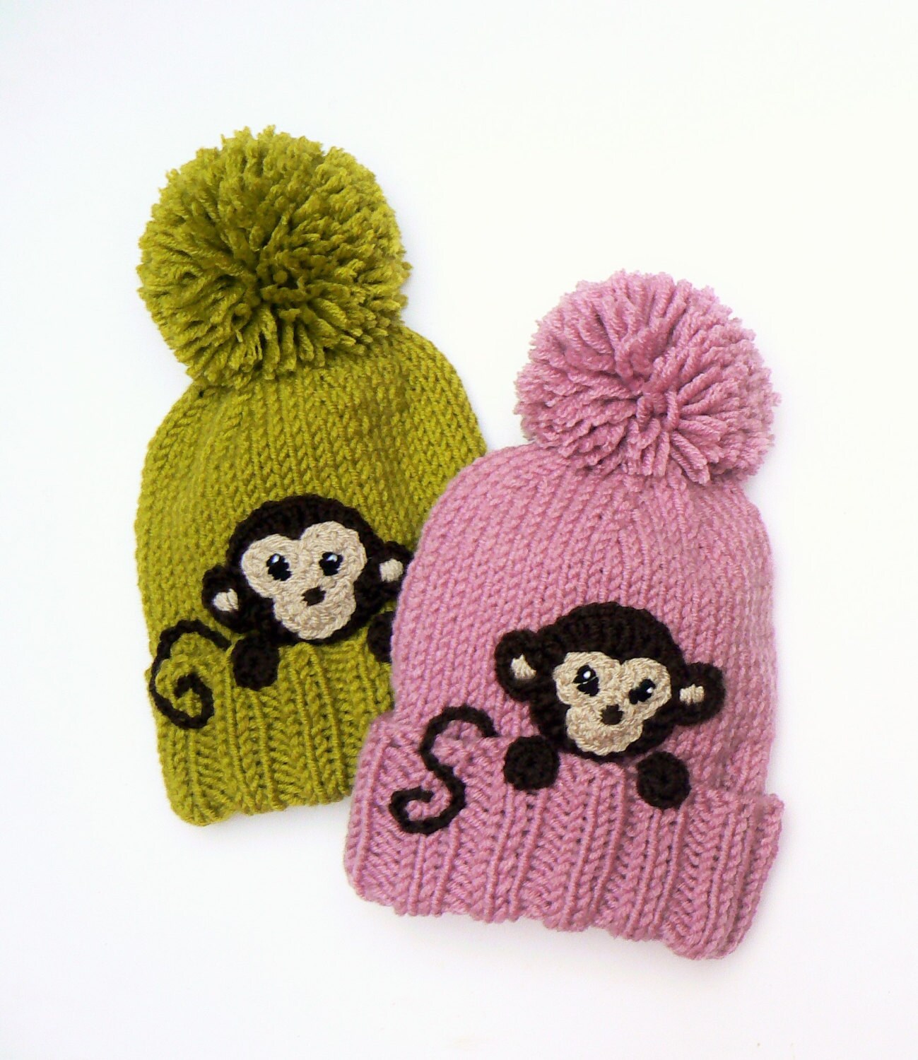 Kids Winter Hat Monkey Hat Pom Pom Hat Knit Hat Knitted