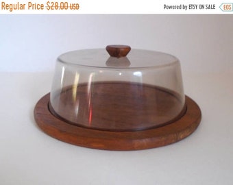 Sale - Vintage 1970's Danish Modern Teak & Plastic Cheese / Food Serving Tray