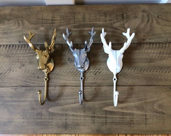 ON SALE/ Deer Wall Hook/Deer Hook/Towel Hook/Hunting /Coat Hook/Wall Hook Set/Rustic/Woodland/Antler/Cast Iron hook/Trendy/Rustic Hook