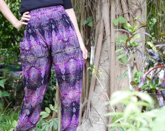Purple pants Rayon pants Harem clothing Gypsy clothing Festival clothing Yoga pants Yoga clothing Hippie pants Boho clothes
