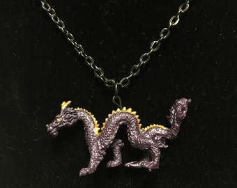 Mythological Pets - Purple Dragon Necklace