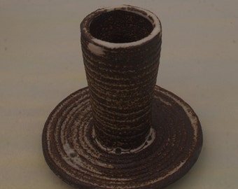 Candle holder black stoneware