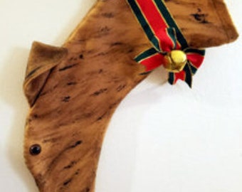 Brindle Greyhound Christmas Stocking