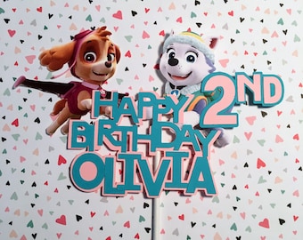 Paw Patrol Cake Topper,Paw Patrol Birthday Girly Paw Patrol Cake Topper, Paw Patrol Banner,Paw Patrol Birthday Cake Topper,Personalized Cake