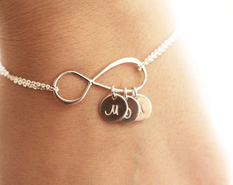 Personalized Infinity Bracelet, Initial Bracelet, Personalized Bracelet, Sterling Silver Infinity Bracelet, Mother's Bracelet