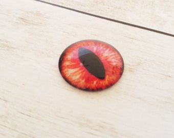 Eye Cabochon Dragon Eye Cabochon Round Glass Cabochon Domed Glass Red Eye Cabochon 25mm Cabochon 1" Dragon Cabochon Embellishment