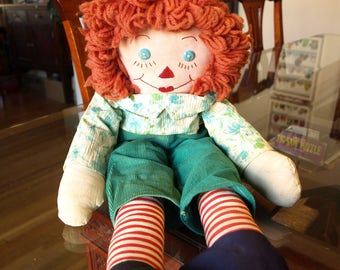 Vintage Raggedy Ann Doll in Green Outfit