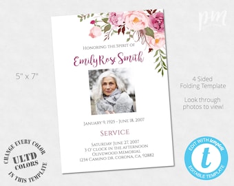 diy funeral program etsy