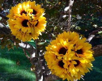 Sunflower Kissing Ball - 6 inches, Sunflower Ball, Sunflower Pomander, Kissing Ball, Sunflower Wedding, Wedding Decor, Sunflower Decor