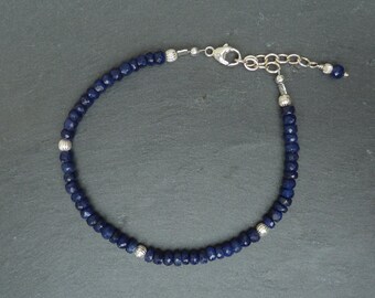 Sapphire Bracelet, Sapphire Stacking Bracelet, Sapphire Layering Jewelry, Gemstone Stacking Bracelet, Sapphire Jewelry, September Birthstone
