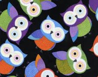 Owls in Black Foxy Owls Timeless Treasures: 1 Yard Cut