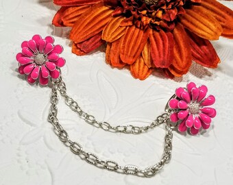 Pink Sweater Clip, Cardigan Clip, Flower Sweater Clip, Flower Cardigan Clip, Collar Clip, Sweater Clasp, Sweater Closure 5004